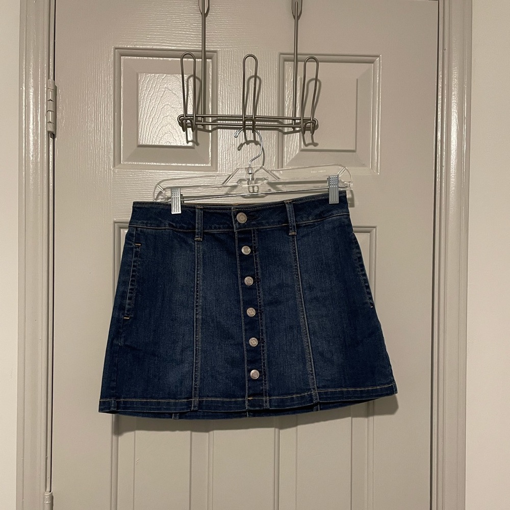 American Eagle Stretch Denim Button Up Mini Skirt